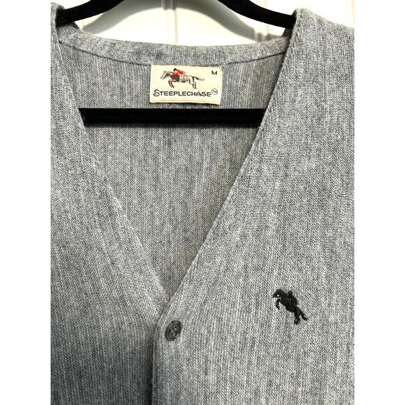 Vintage Steeplechase Gray Wool Cardigan M Academia Preppy Collegiate Sweater - Picture 7 of 13